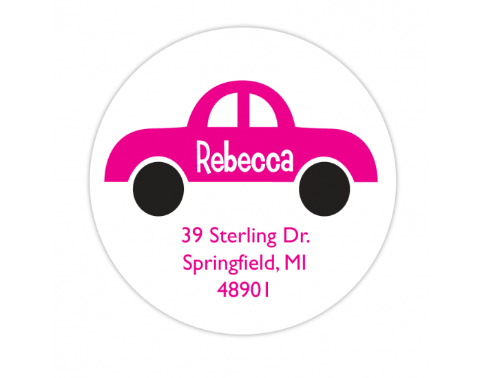 Car Pink Address Label
